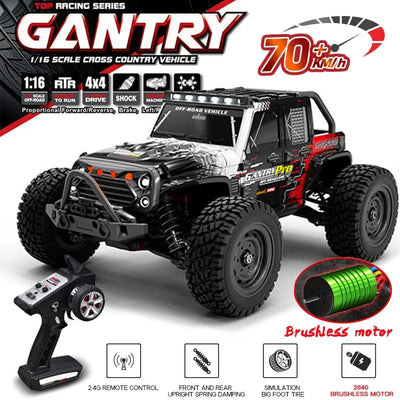 16103PRO 2.4Ghz 70KM/H Professional RC Car: Brushless Motor, 1:16 Scale 4WD High-Speed Off-Road Climbing Vehicle Wtith LED Light