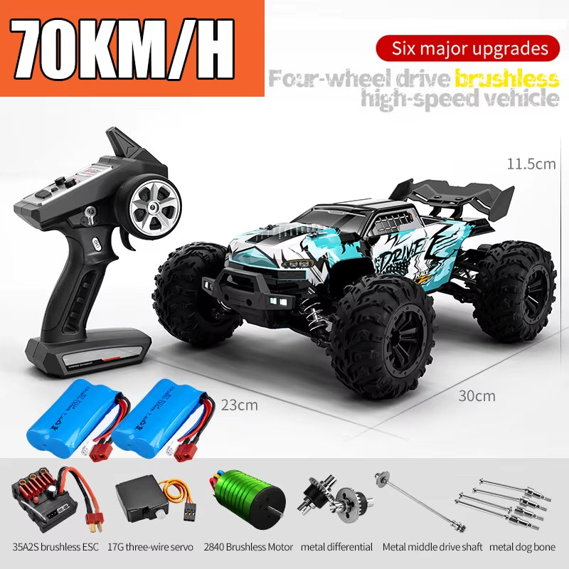 Rc Car off Road 4X4 High Speed 75KM/H Remote Control Car with LED Headlight Brushless 4WD 1/16 Monster Truck Toys for Boys Gift
