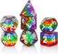 Polyhedral DND Dice Set RPG Rainbow Dice for Dungeons and Dragons(D&D) Role Playing Game,Mtg,Pathfinder,Table Game,Math Games Dice Set with Dice Pouch