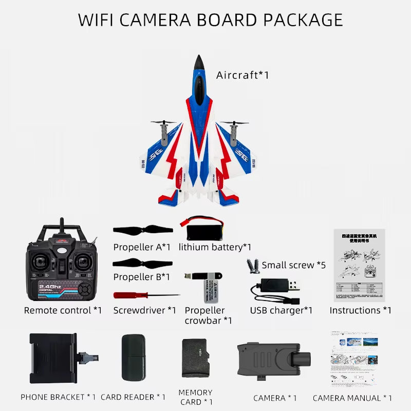 F22 RC Foam Plane 4 Channels 6G Auto Stabilization with 4K Camera Stunt Remote Control Airplanes Aircraft Toys for Children