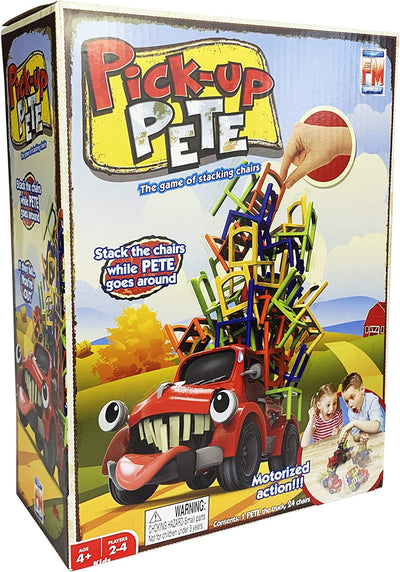 Pick up Pete Chair Stacking Game, Motorized Truck Balance Games with Colorful Chairs, Interactive Board Games, Gifts for Kids Ages 4 & Up