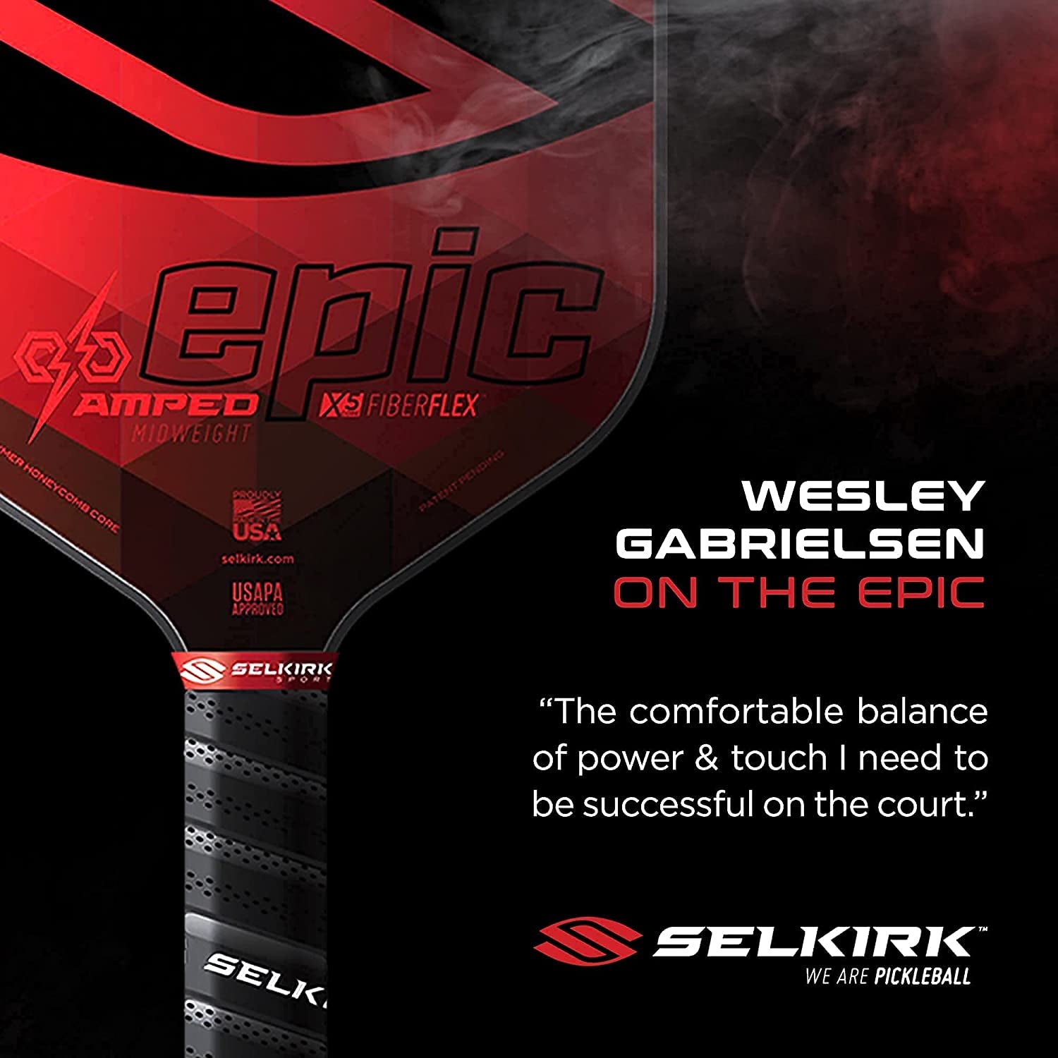 Selkirk Amped Pickleball Paddle | Fiberglass Pickleball Paddle with a Polypropylene X5 Core | Pickleball Rackets Made in the USA | 2021 Epic Lightweight Sapphire Blue |