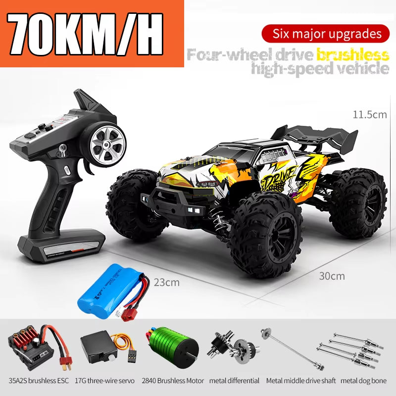 Rc Car off Road 4X4 High Speed 75KM/H Remote Control Car with LED Headlight Brushless 4WD 1/16 Monster Truck Toys for Boys Gift