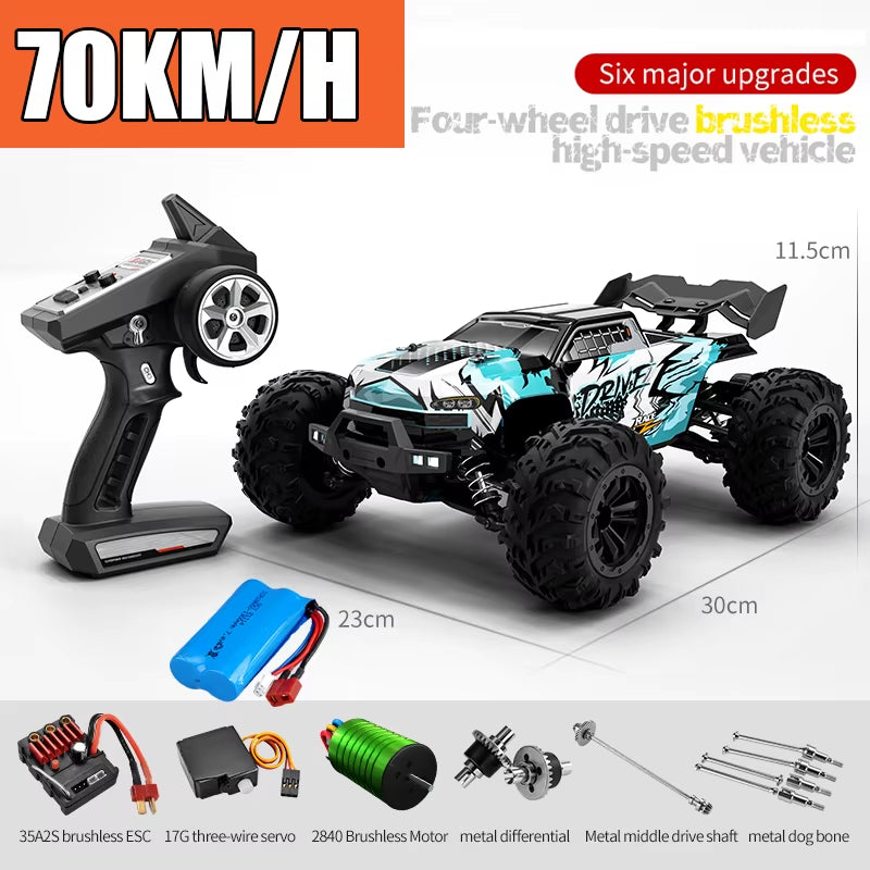 Rc Car off Road 4X4 High Speed 75KM/H Remote Control Car with LED Headlight Brushless 4WD 1/16 Monster Truck Toys for Boys Gift