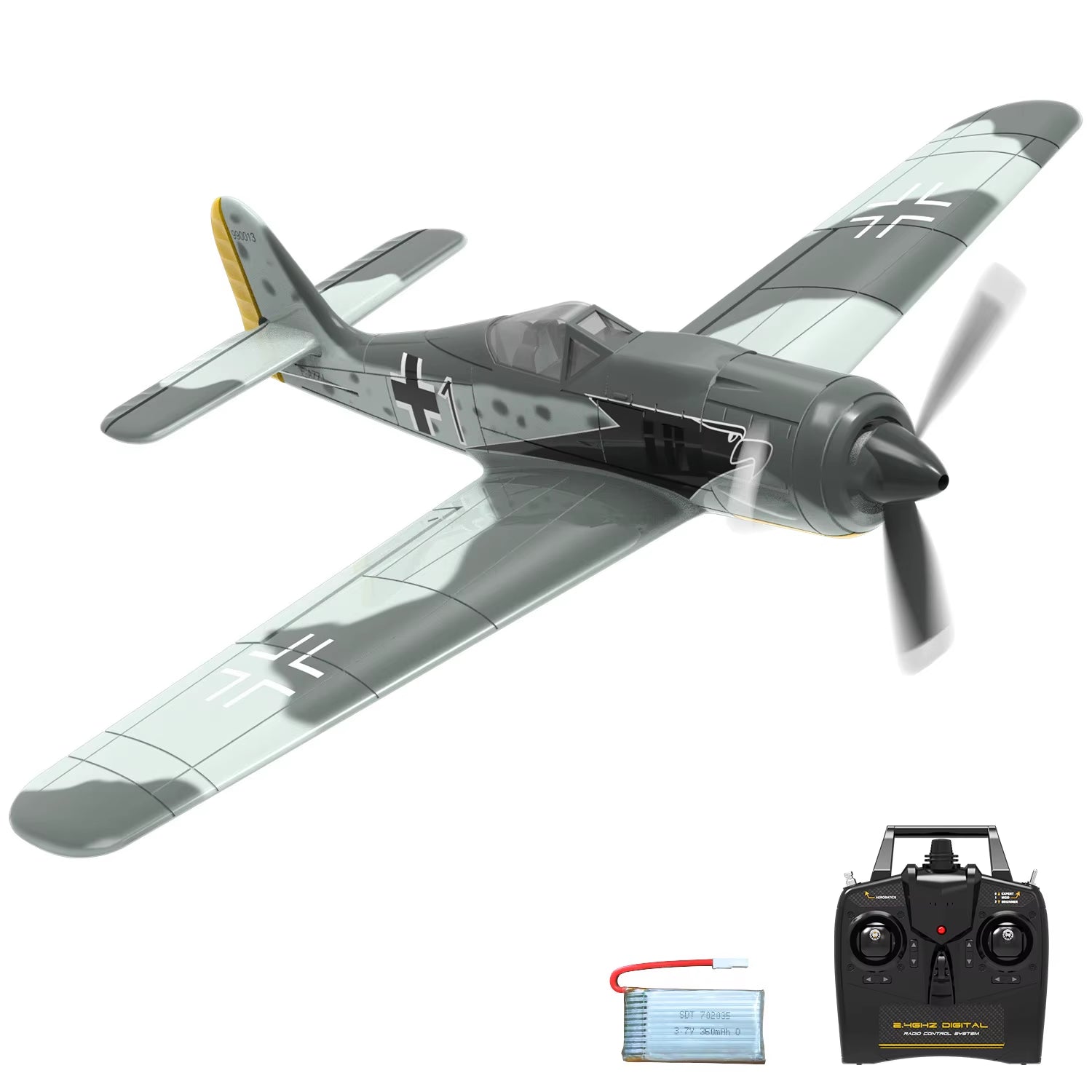 Volantex New Spitfire RC Plane EPP 400Mm Wingspan RC Fighter One Key Aerobatic 2.4G 4CH RTF Warbird Plane