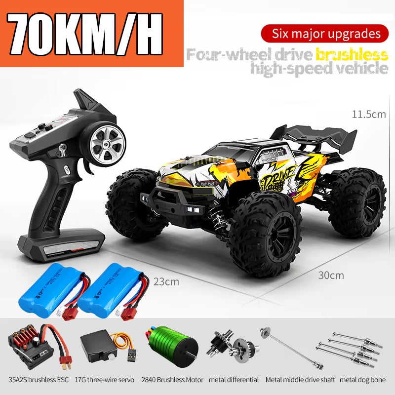 Rc Car off Road 4X4 High Speed 75KM/H Remote Control Car with LED Headlight Brushless 4WD 1/16 Monster Truck Toys for Boys Gift