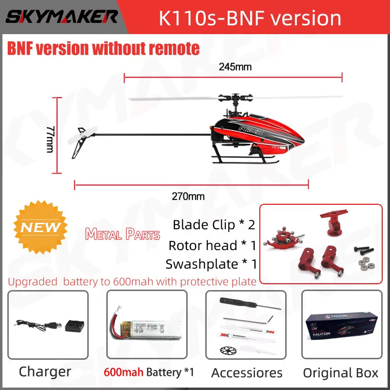 Wltoys XK K110S RC Helicopter BNF 2.4G 6CH 3D 6G System Brushless Motor RC Quadcopter Remote Control Drone Toys for Kids Gifts