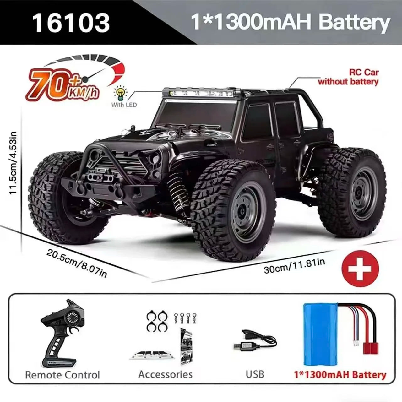 1:16 70KM/H or 50KM/H 4WD RC Car with LED Remote Control Cars High Speed Drift Monster 4X4 Truck for Kids Vs  144001 Toys