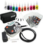 OPHIR Nail Art Tool 0.3Mm Airbrush Kit with Air Compressor for Nail Art Airbrushing Stencil & Bag & Cleaning Brush Set_Op-Na001P