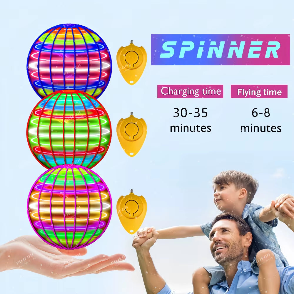 LED Light up Flying Ball Boomerang - Magic Fly Nova Orb Hover Spinner Fidget Toy for Children Family Fun Gift
