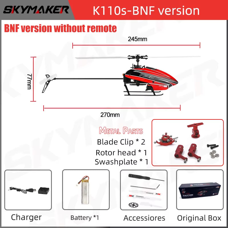 Wltoys XK K110S RC Helicopter BNF 2.4G 6CH 3D 6G System Brushless Motor RC Quadcopter Remote Control Drone Toys for Kids Gifts