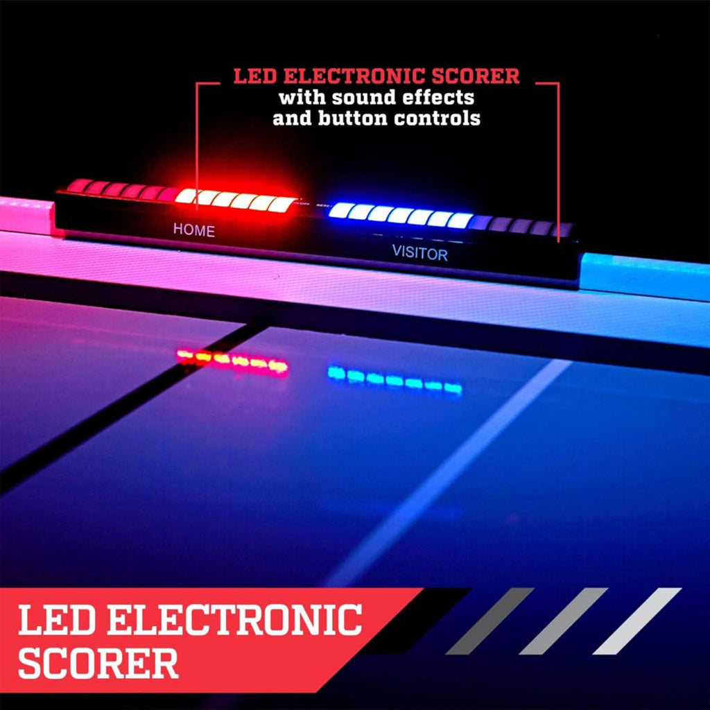 72'' Indoor High-Gloss Air Powered Hockey Arcade Game Table with Table Tennis Conversion Top, LED Scorer with Sounds, and Accessory Holder
