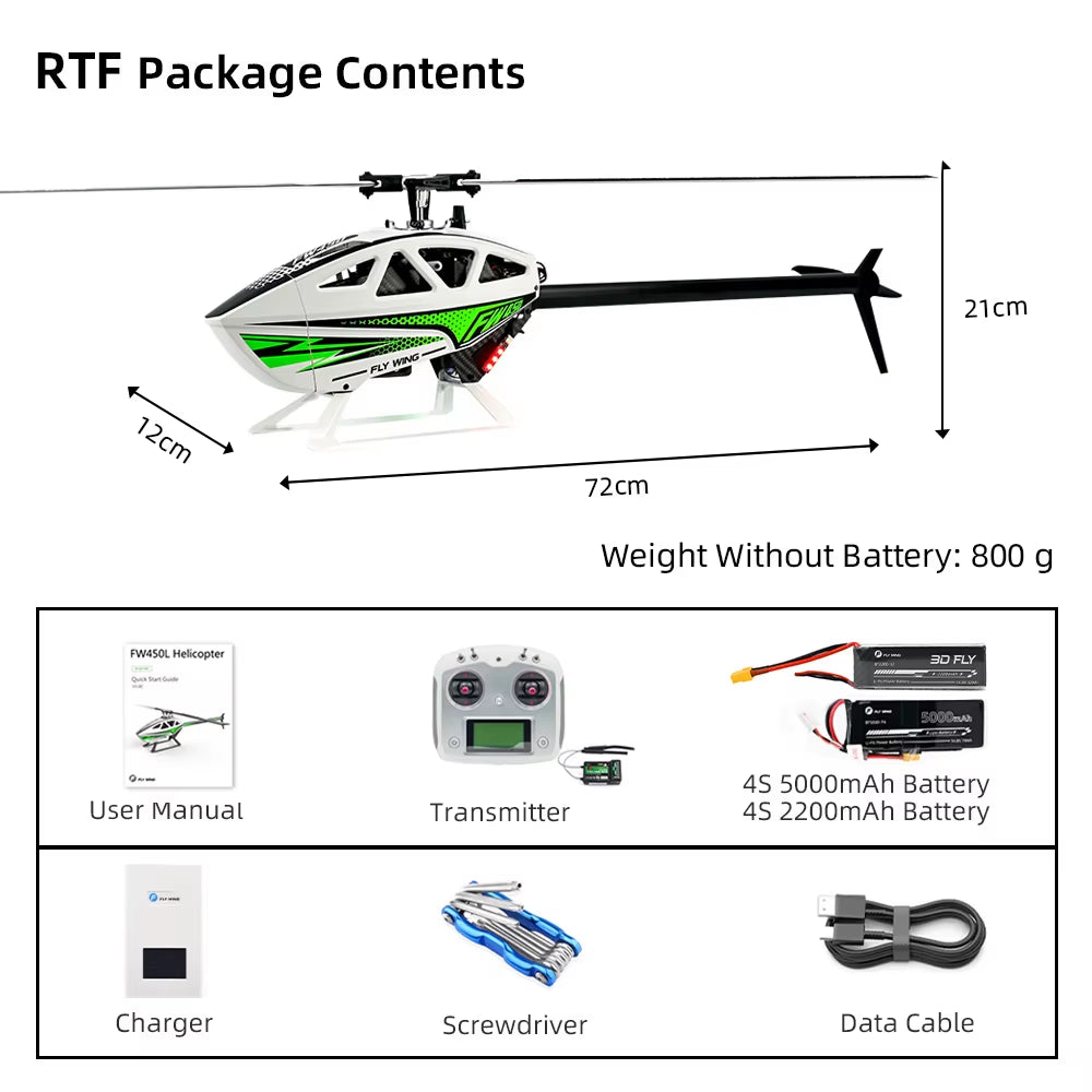 FW450 V3 RC Helicopter ACE Flight Controller FW450L V3 Smart Acro FBL Gyro Helicopter Brushless Motor Drone Quadcopter