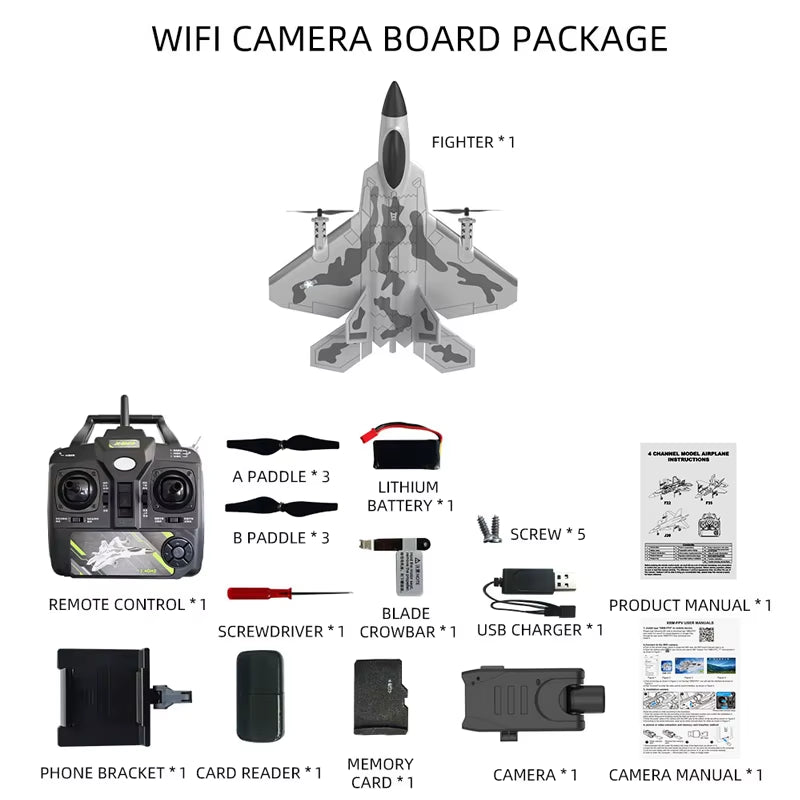 F22 RC Foam Plane 4 Channels 6G Auto Stabilization with 4K Camera Stunt Remote Control Airplanes Aircraft Toys for Children