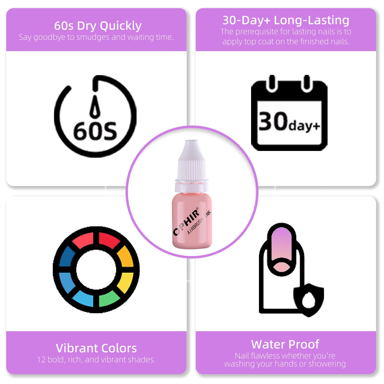 OPHIR Nail Art Tool 0.3Mm Airbrush Kit with Air Compressor for Nail Art Airbrushing Stencil & Bag & Cleaning Brush Set_Op-Na001P