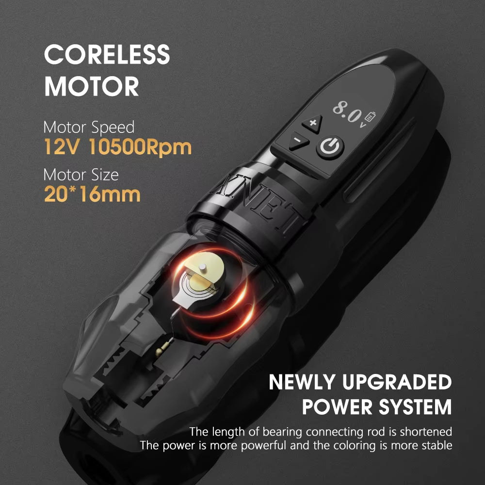 Titan 2024 Wireless Tattoo Machine Rotary Pen with Extra 38Mm Grip Coreless Motor Digital LCD Display for Artist Body