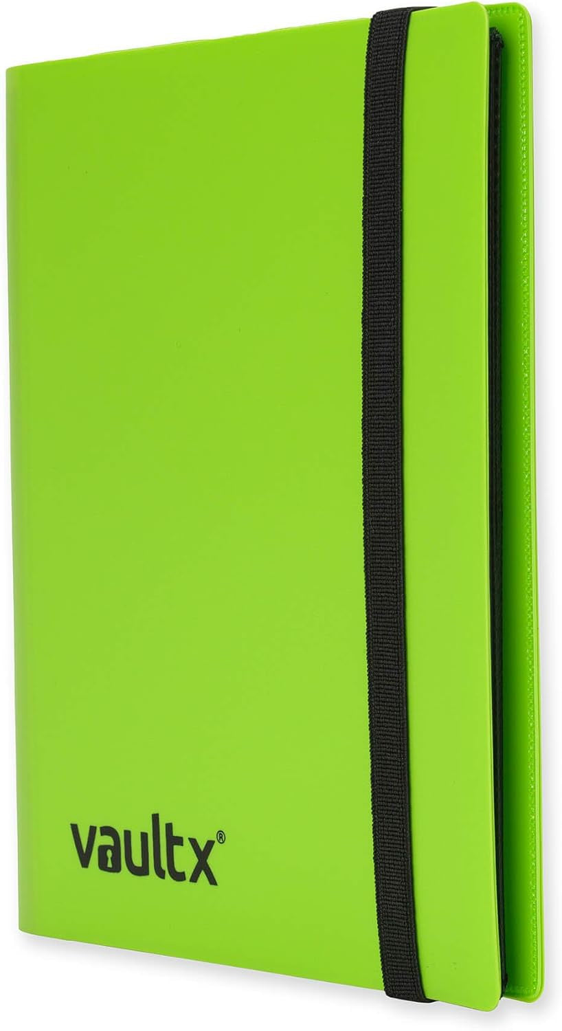 4 Pocket Trading Card Strap Binder, 160 Cards, Standard, 20 Side-Loading Pages, TCG (Green)