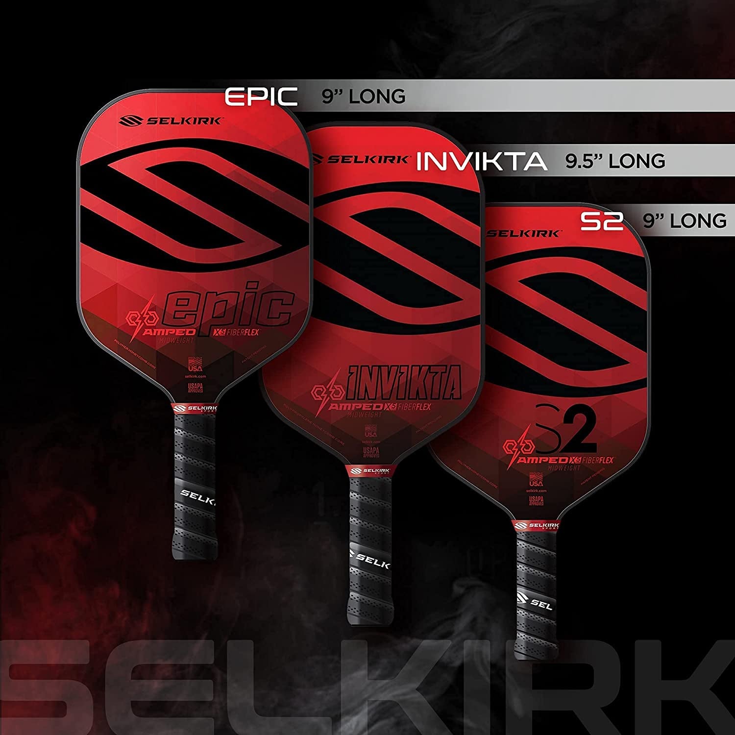 2024 Selkirk Amped Pickleball Paddle | Fiberglass Pickleball Paddle with a Polypropylene X5 Core | Pickleball Rackets Made in the USA | S2 Lightweight Selkirk Red |