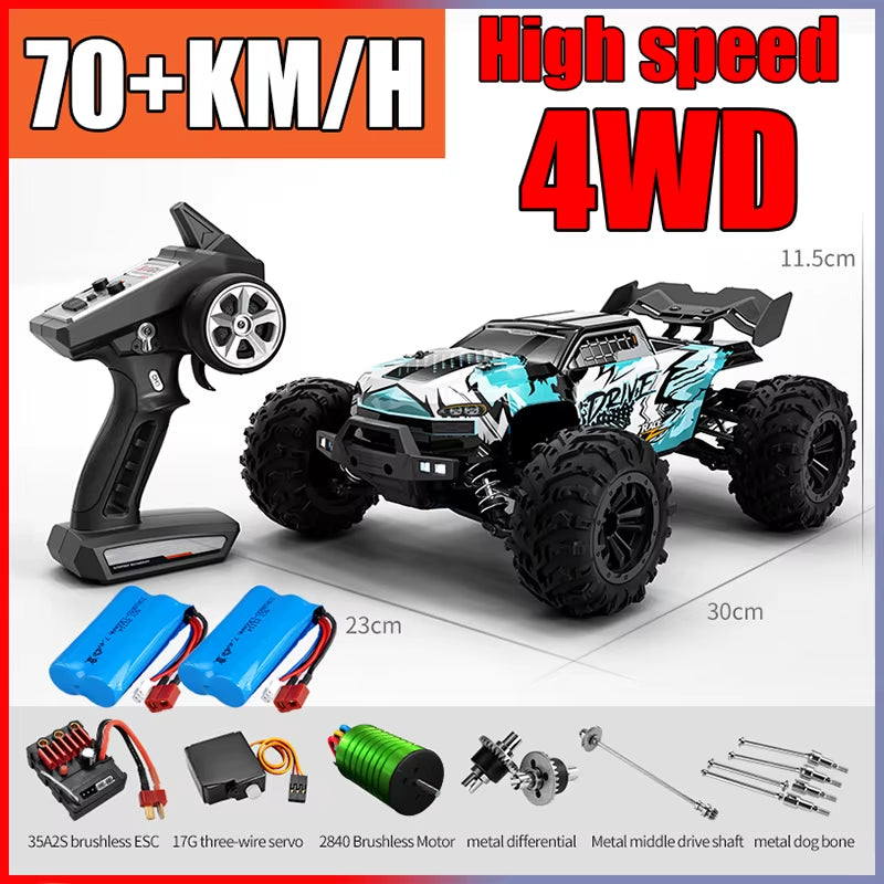 Rc Car off Road 4X4 High Speed 75KM/H Remote Control Car with LED Headlight Brushless 4WD 1/16 Monster Truck Toys for Boys Gift