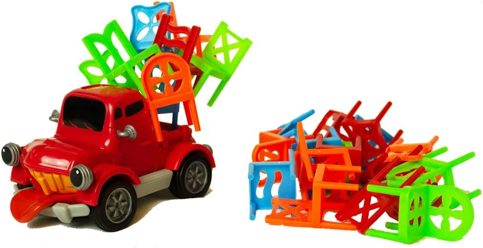 Pick up Pete Chair Stacking Game, Motorized Truck Balance Games with Colorful Chairs, Interactive Board Games, Gifts for Kids Ages 4 & Up