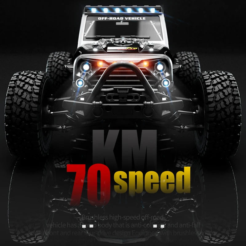 16103PRO 2.4Ghz 70KM/H Professional RC Car: Brushless Motor, 1:16 Scale 4WD High-Speed Off-Road Climbing Vehicle Wtith LED Light