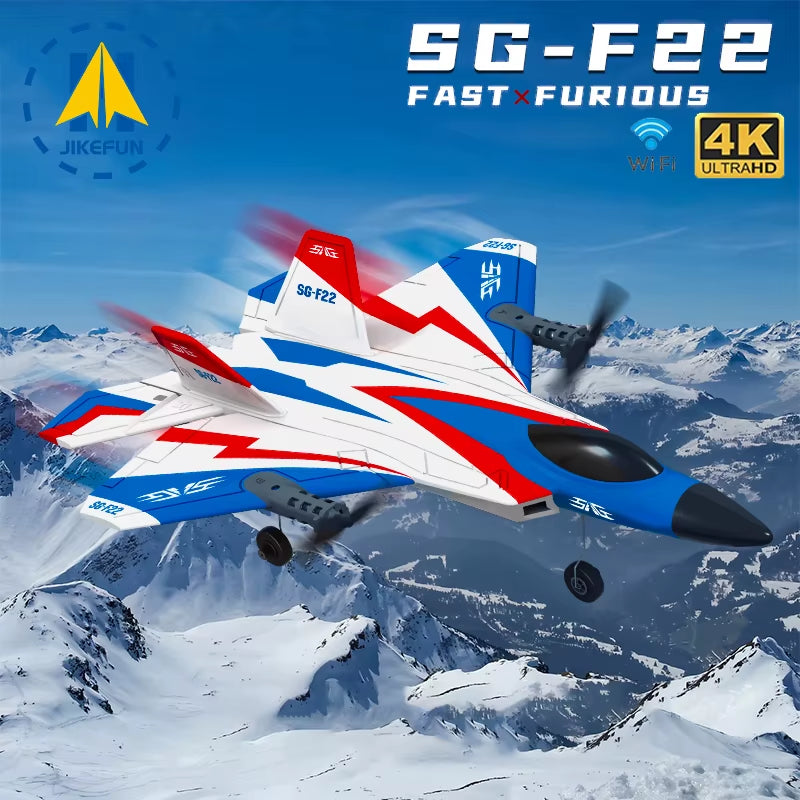 F22 RC Foam Plane 4 Channels 6G Auto Stabilization with 4K Camera Stunt Remote Control Airplanes Aircraft Toys for Children